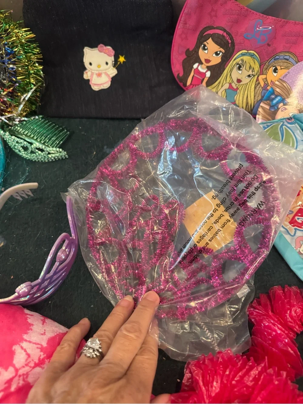 Kids Pink Tie-Dye Hair Scarf and Accessory Set dress up